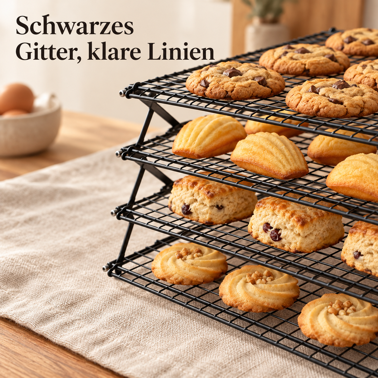Vierstöckiges Abkühlgitter für mehr Platz beim Backen