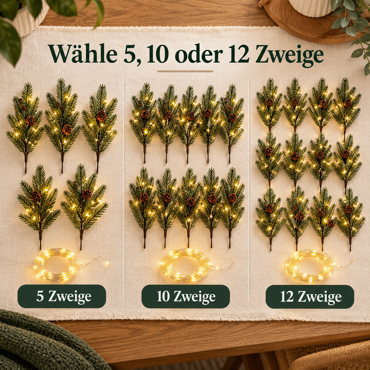 LED-Tannenzweige für ein gemütliches Zuhause