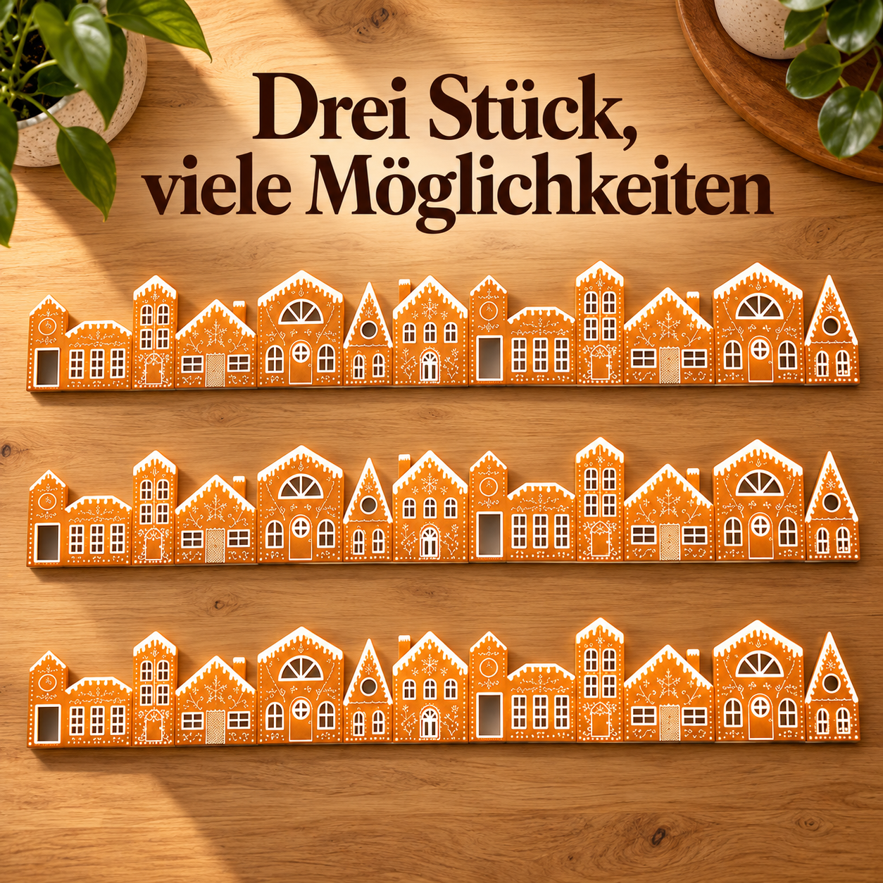 Lebkuchenhaus-Dekoleiste mit LED für gemütliche Wohnakzente