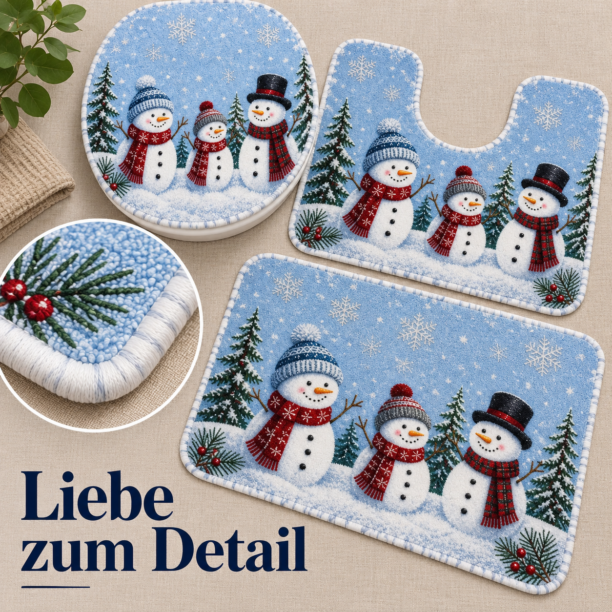 3-teiliges WC-Dekoset für ein gemütliches Winterbad