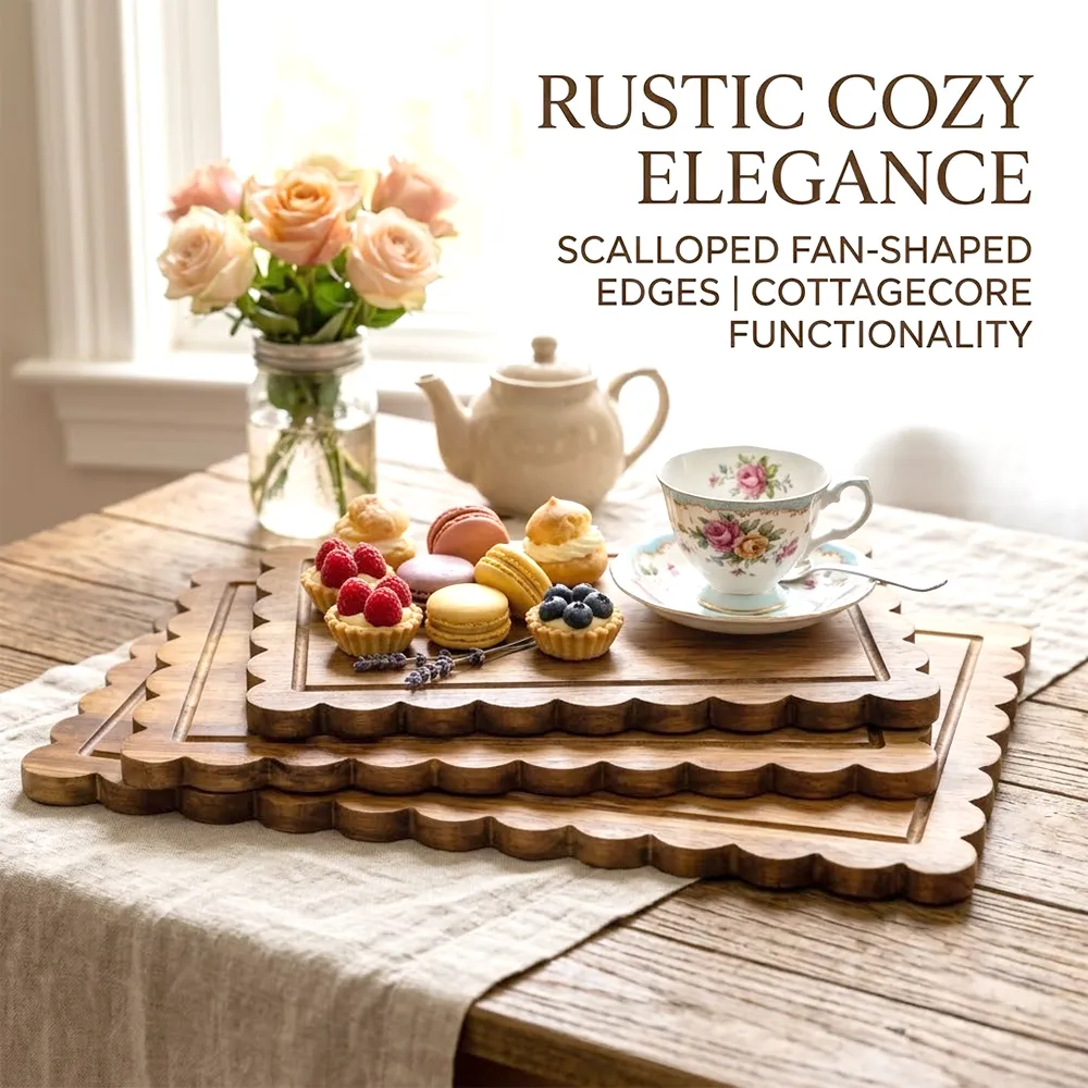 🌿3-Piece Acacia Wood Fan-Shaped Cutting Board Set