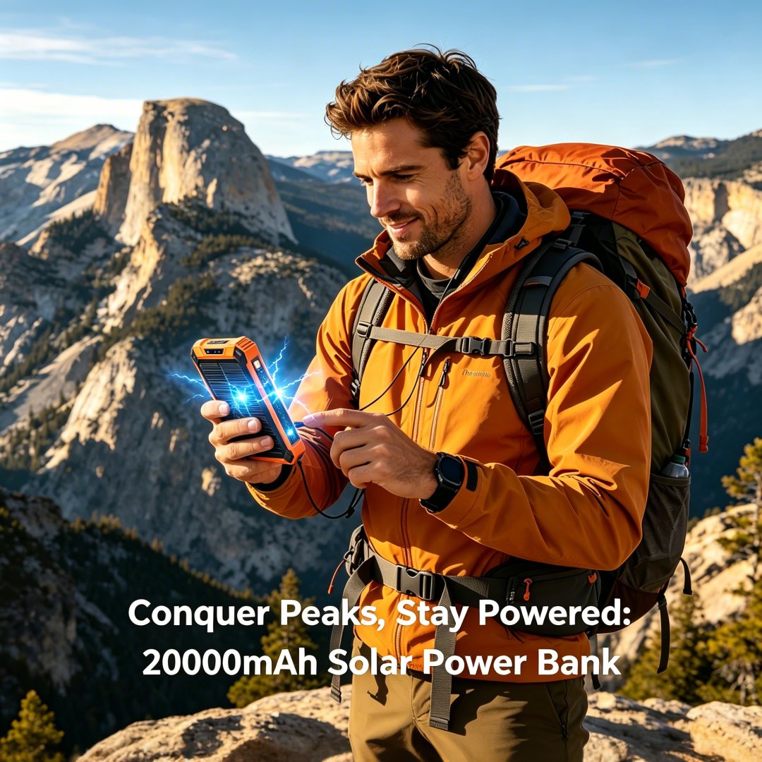 Solar-Powerbank mit kabellosem Laden für unterwegs