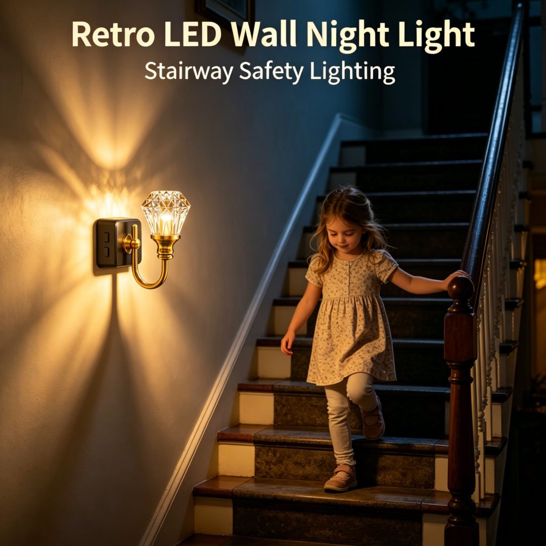 LED-Wandnachtlicht im Vintage-Stil mit sanftem Umgebungslicht