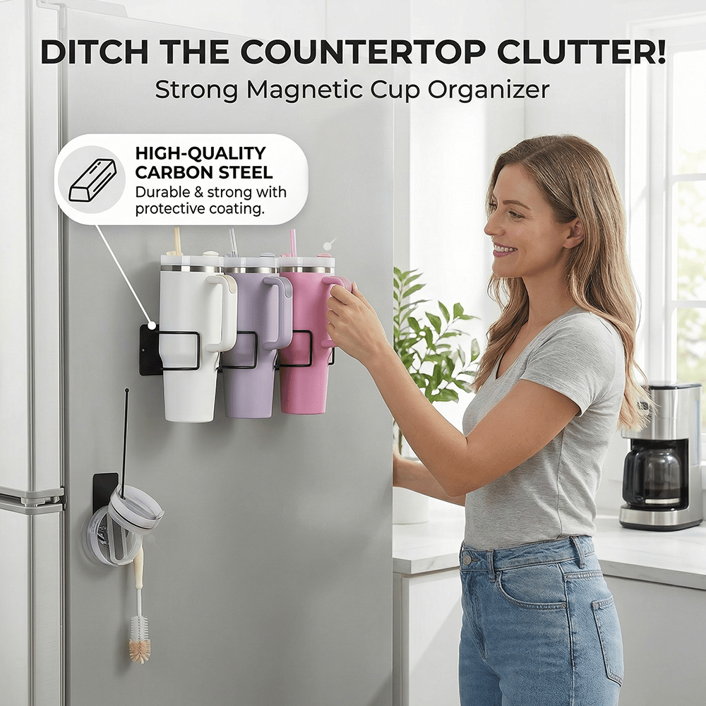 Magnetischer Becherhalter-Organizer für ordentliche und platzsparende Aufbewahrung