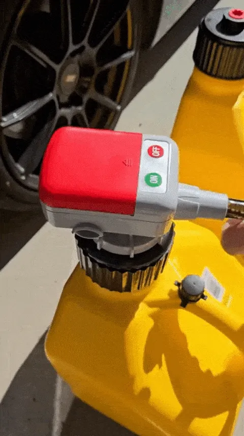 Electric Fuel Transfer Pump:⛽  Stop lifting heavy, back-breaking gas cans; transfer fuel to your lawn mower or vehicle with a simple flip of a switch. 💪 demonstration