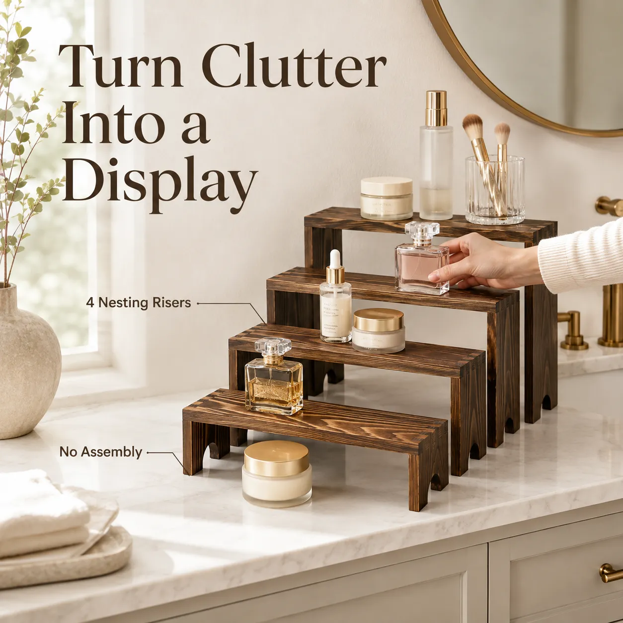 4-Piece Nesting Wooden Display Risers