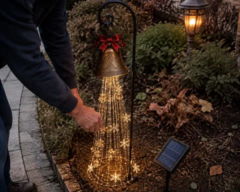 Solar-Gartenleuchte mit kaskadenförmigen Weihnachtsglocken – Produktabbildung