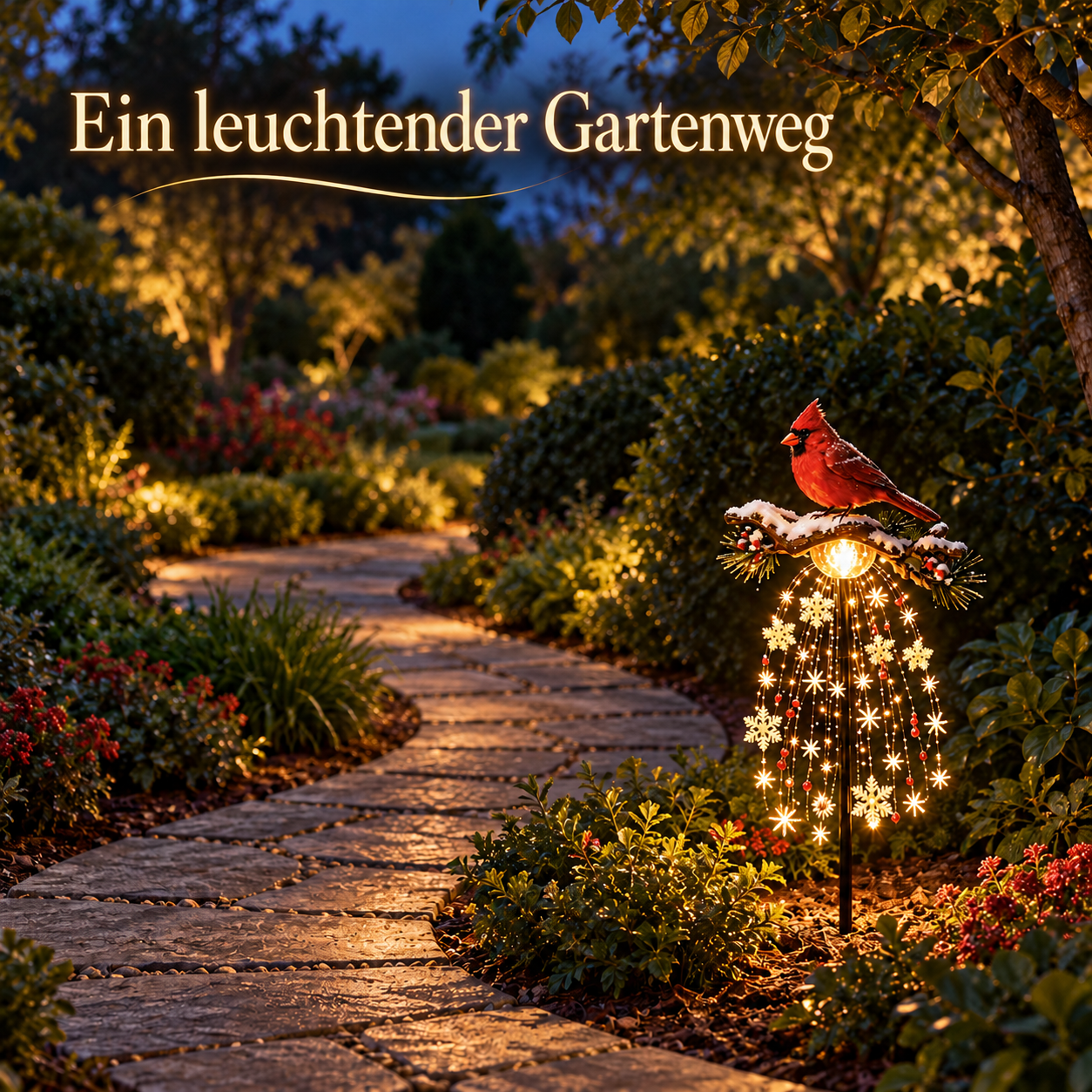 Dekorative Gartensteckleuchten – Rotkardinal, Engel & Bär
