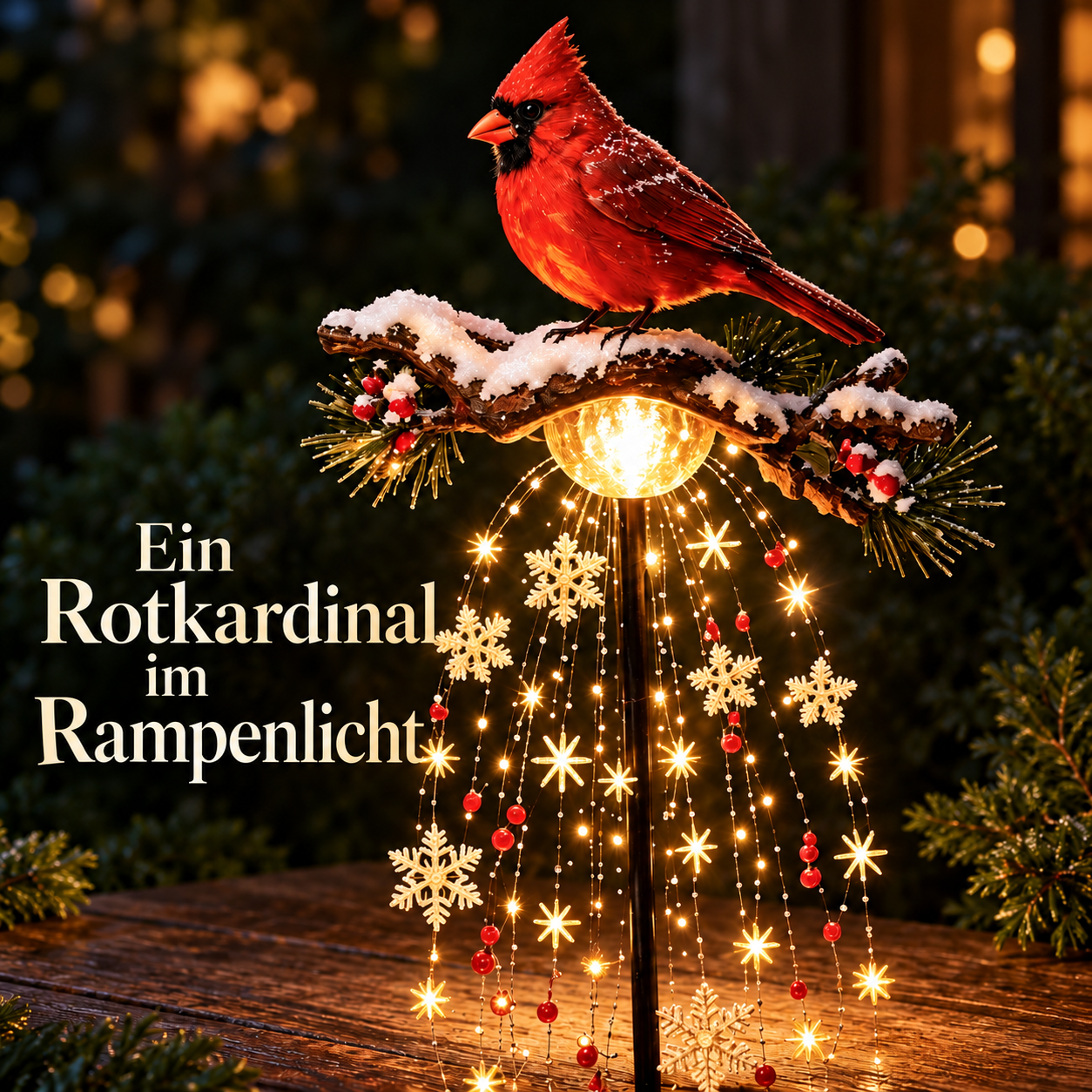 Dekorative Gartensteckleuchten – Rotkardinal, Engel & Bär