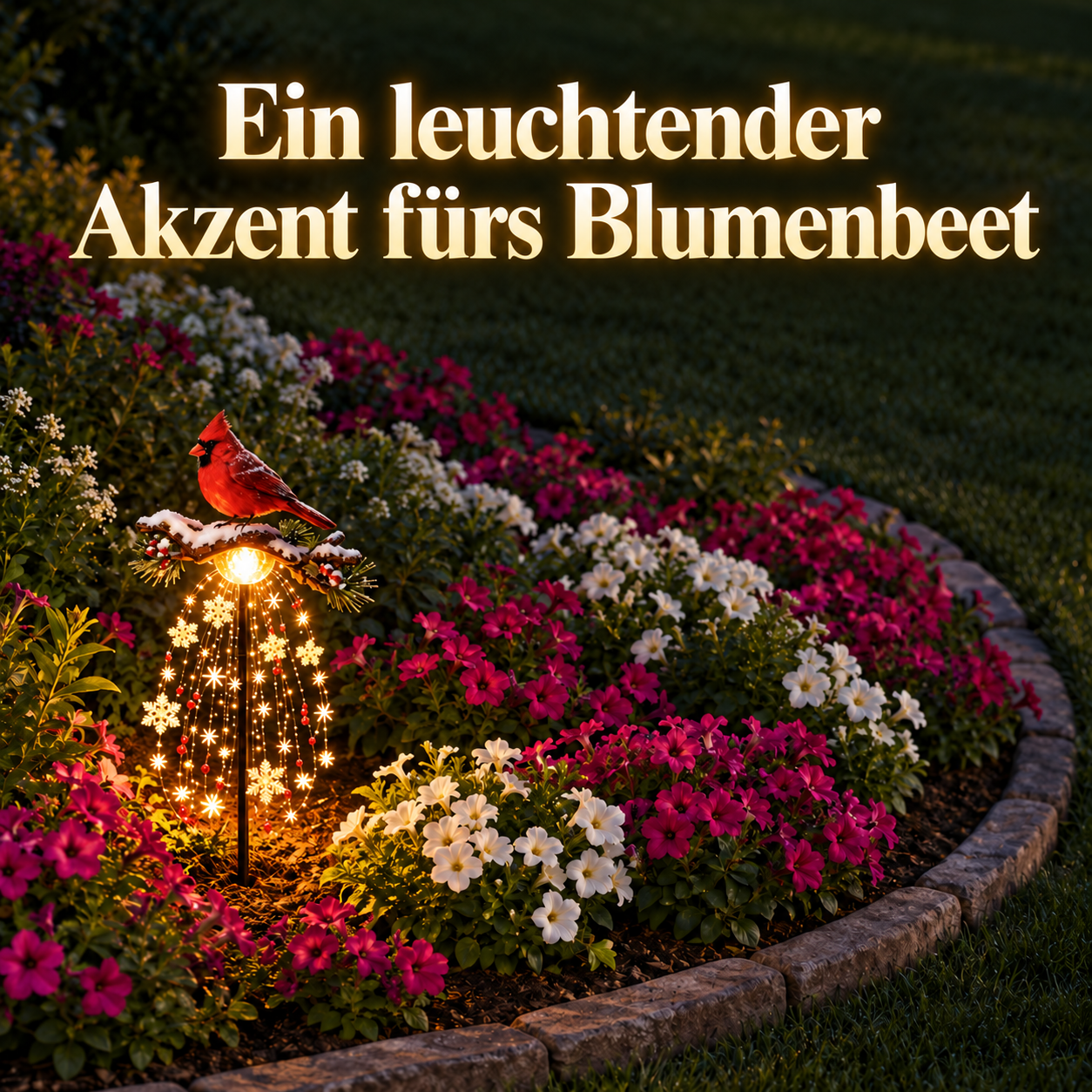 Dekorative Gartensteckleuchten – Rotkardinal, Engel & Bär
