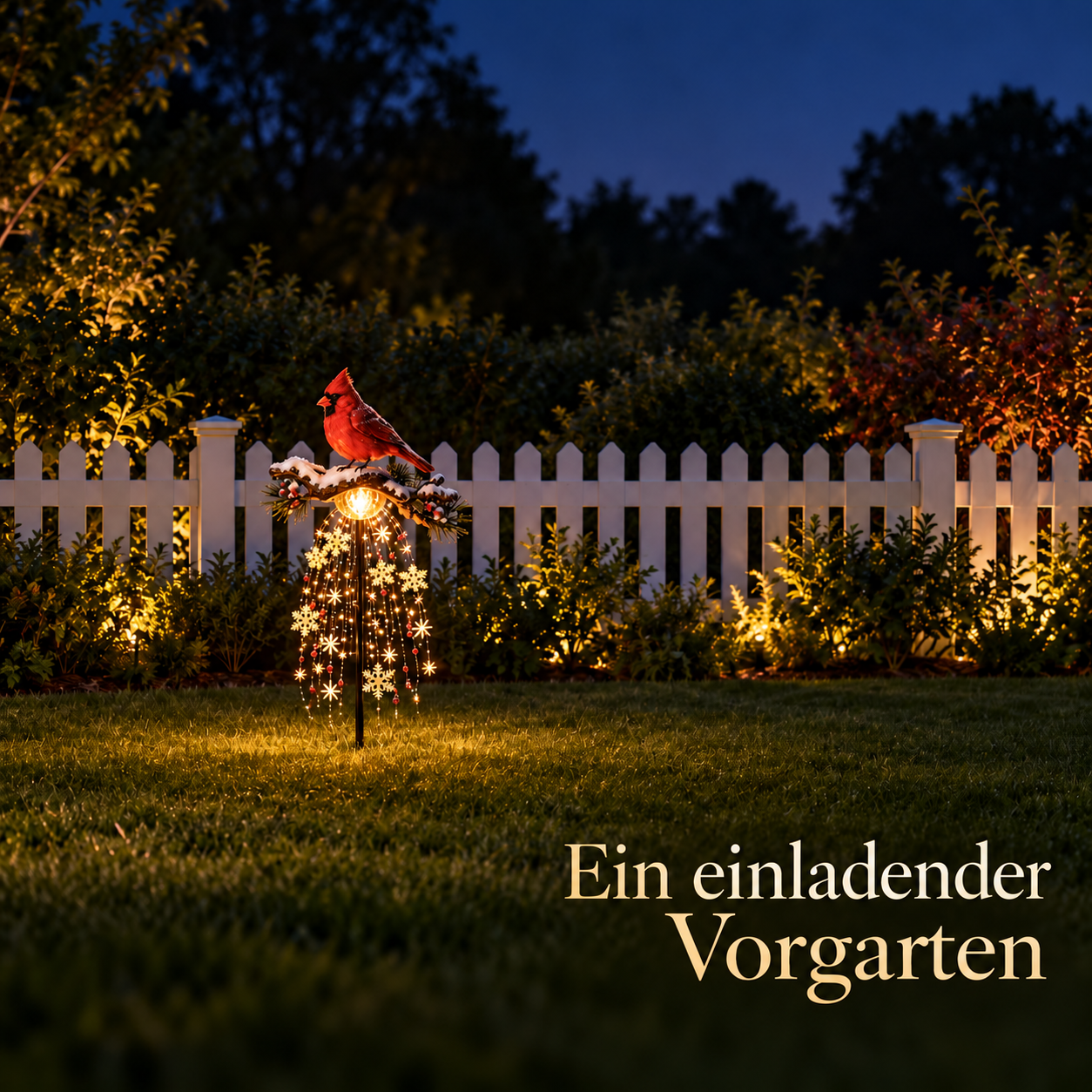 Dekorative Gartensteckleuchten – Rotkardinal, Engel & Bär