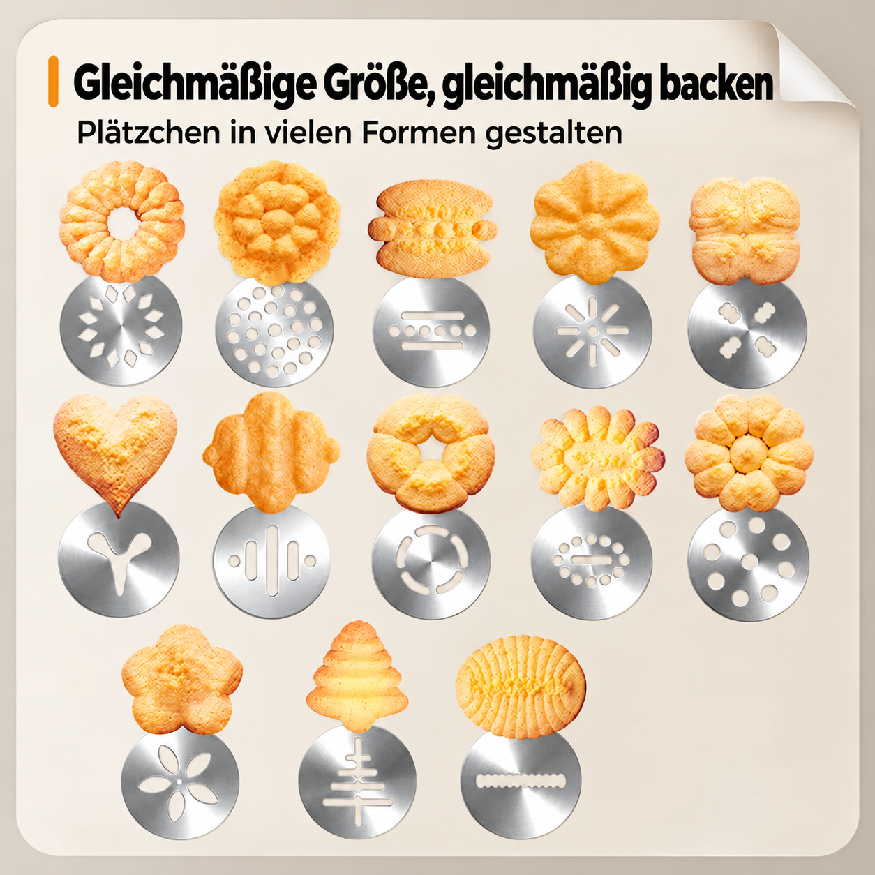Gebäckpresse mit 13 Formscheiben und 8 Spritztüllen