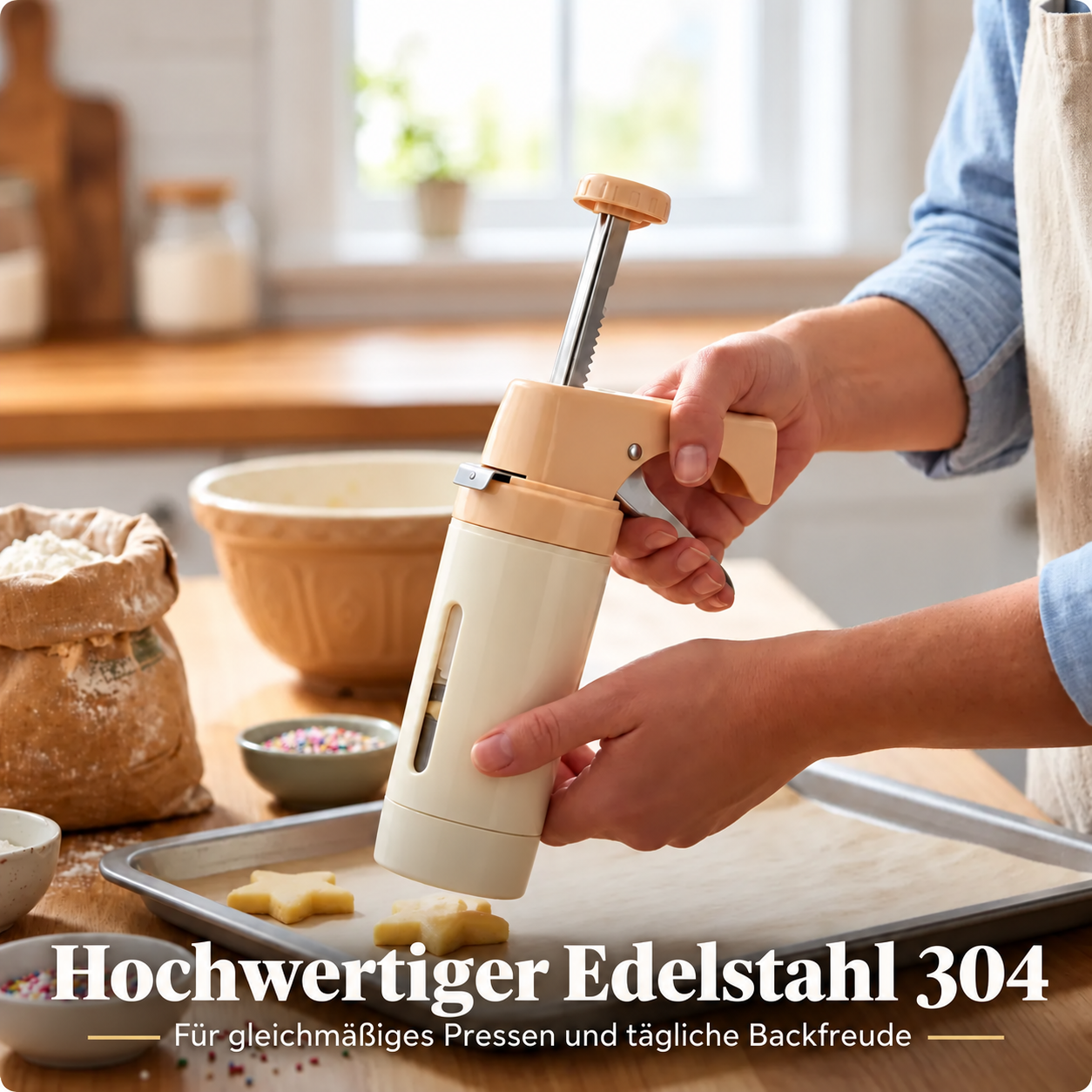 Gebäckpresse mit 13 Formscheiben und 8 Spritztüllen
