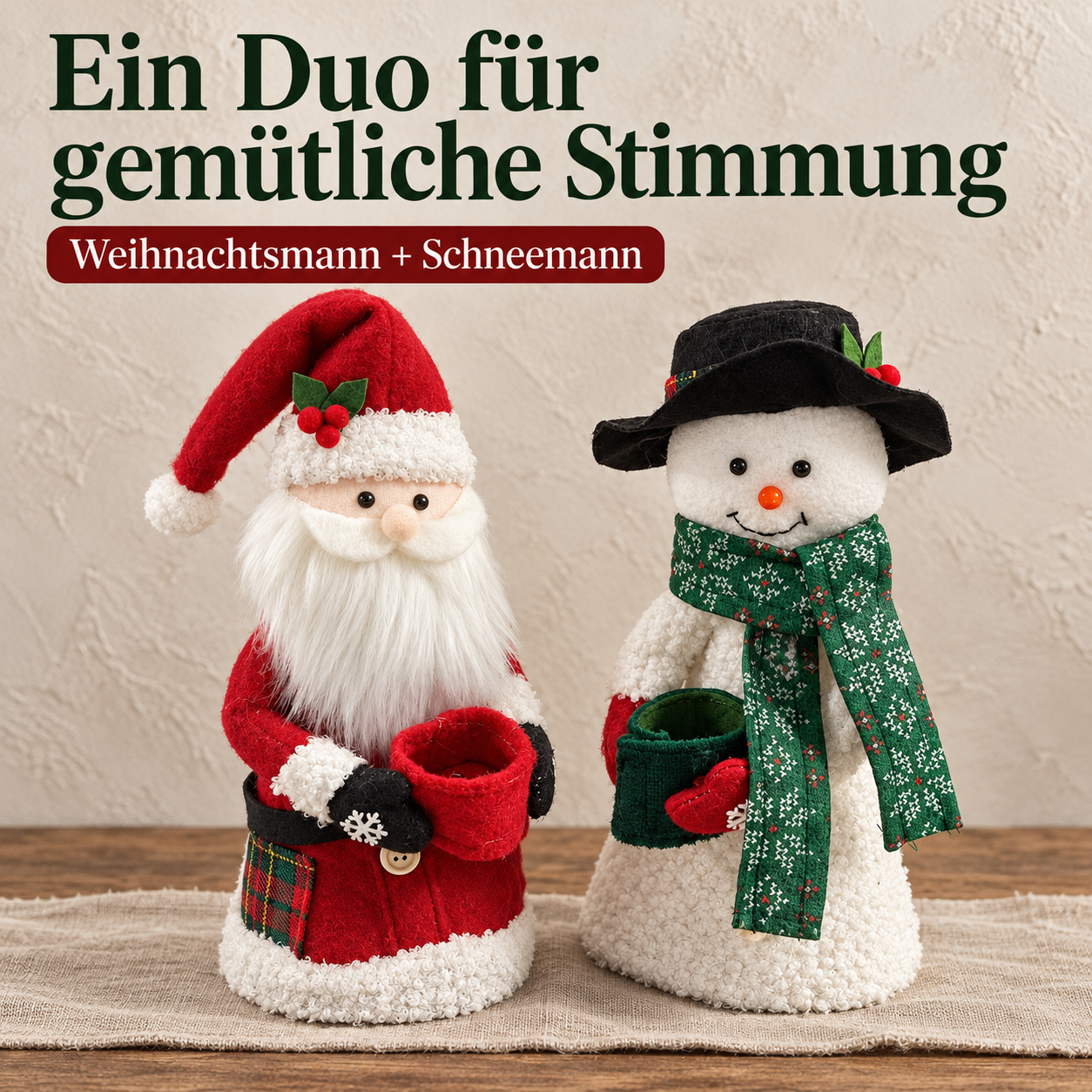 Dekofiguren-Duo für gemütliche Weihnachtsstimmung