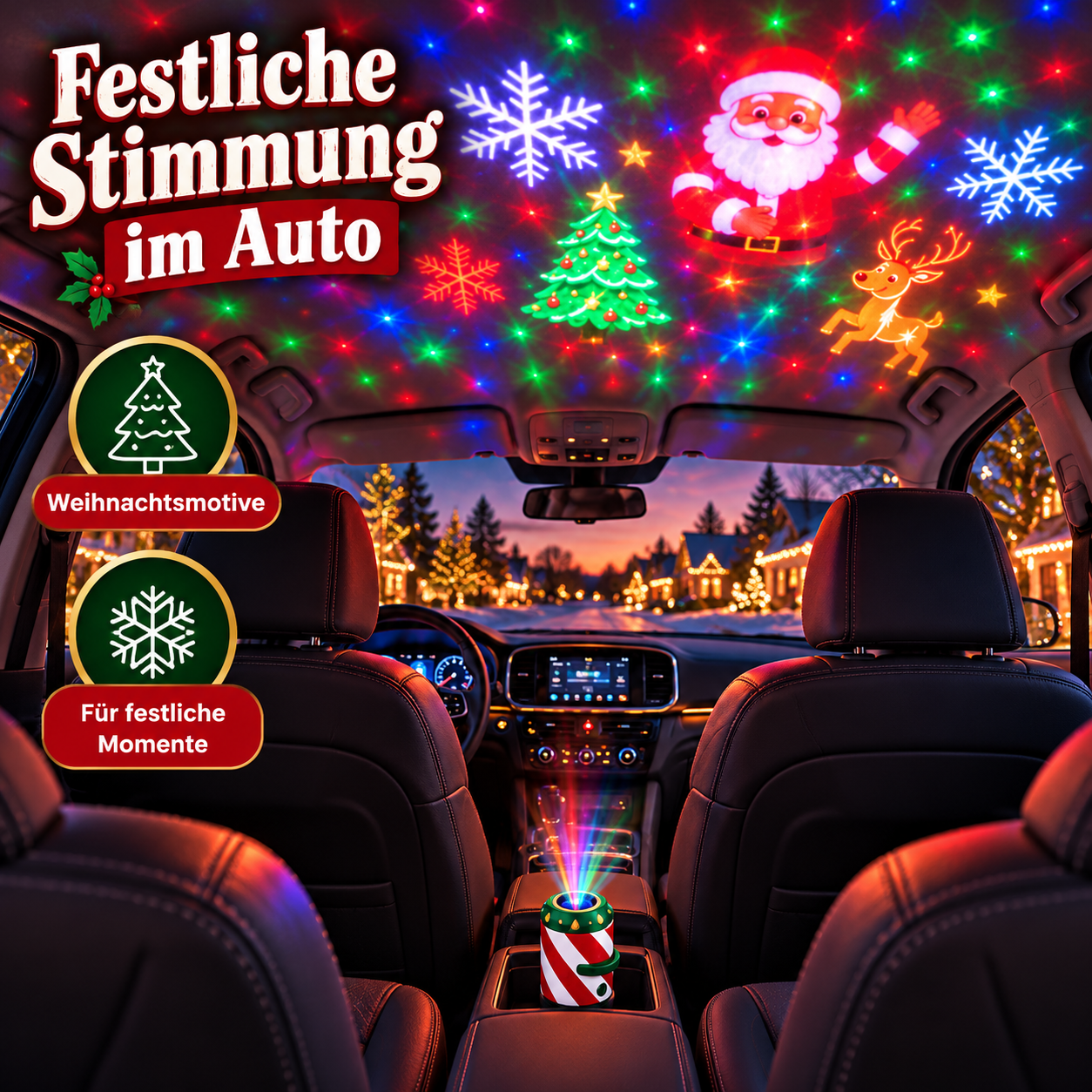 Weihnachtsprojektor fürs Auto für festliche Momente