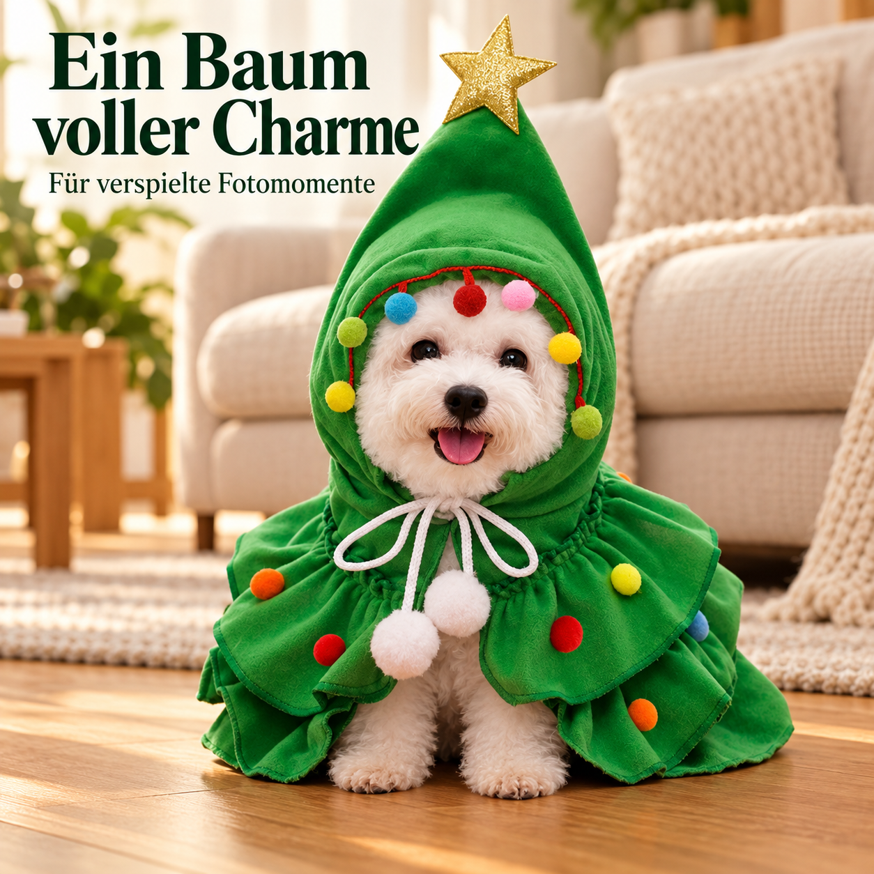 Baumkostüm für Haustiere – verspielte Fotomomente