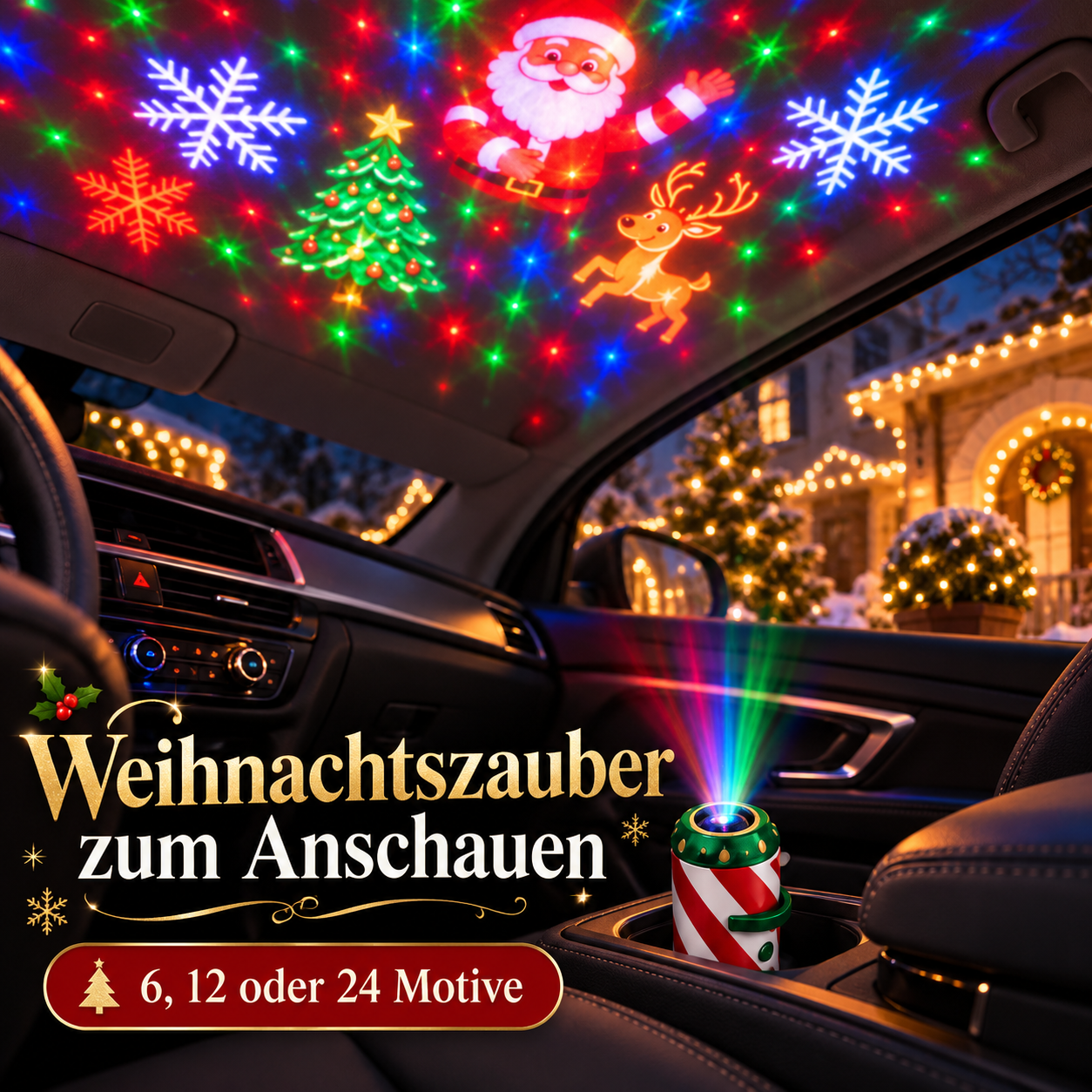 Weihnachtsprojektor fürs Auto für festliche Momente