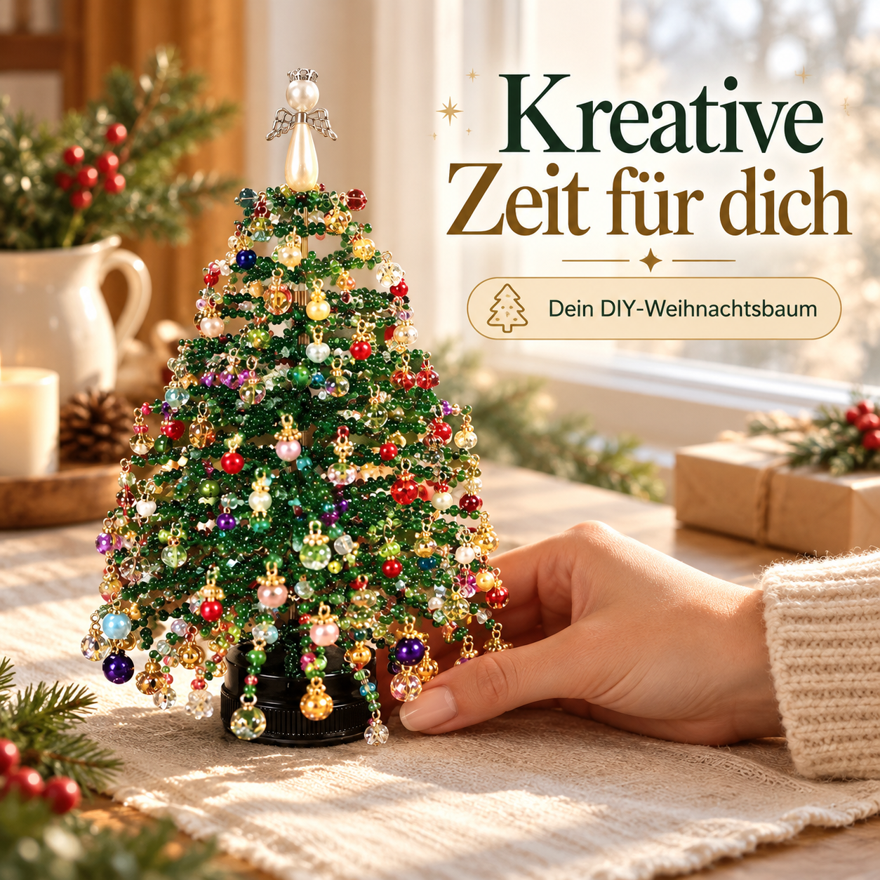 DIY-Perlenweihnachtsbaum für festliche Tischmomente