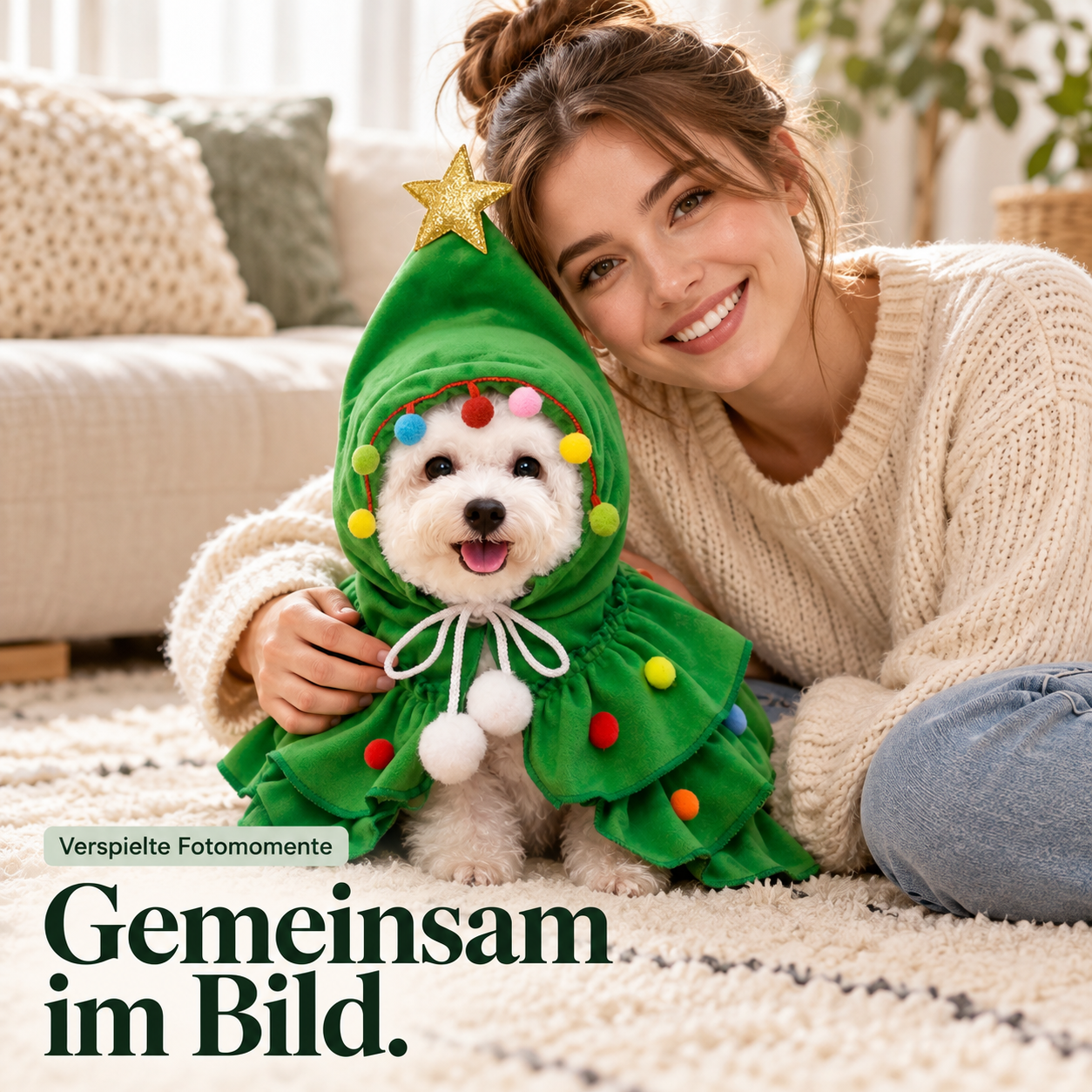 Baumkostüm für Haustiere – verspielte Fotomomente