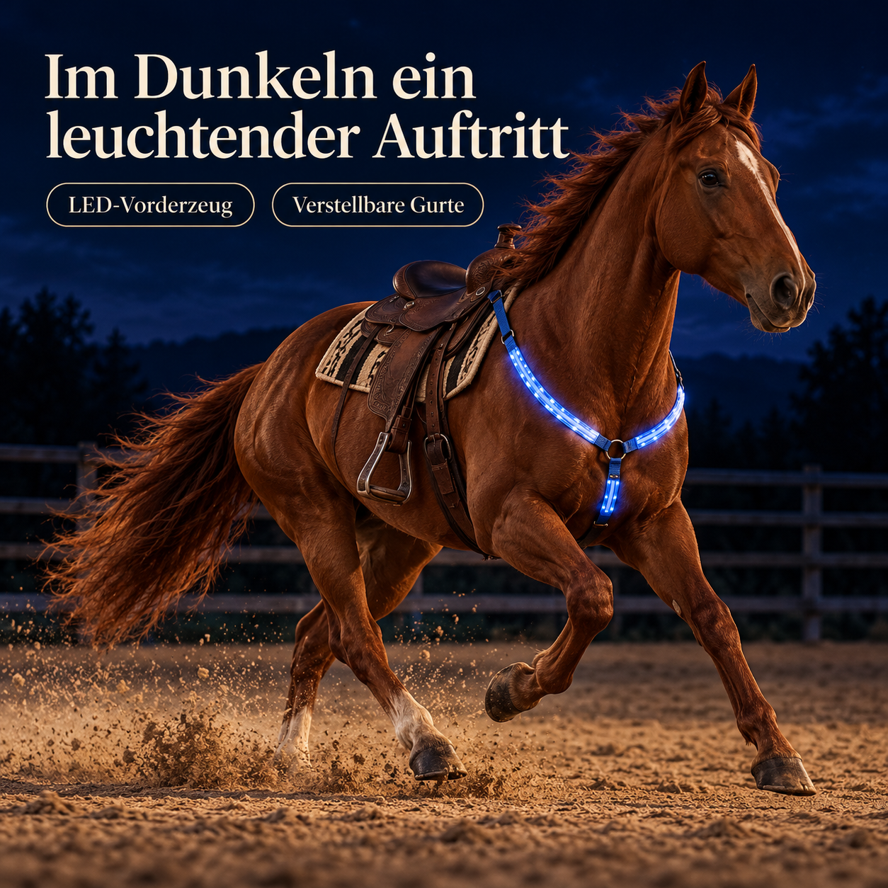 LED-Pferdevorderzeug für einen leuchtenden Auftritt bei Nacht