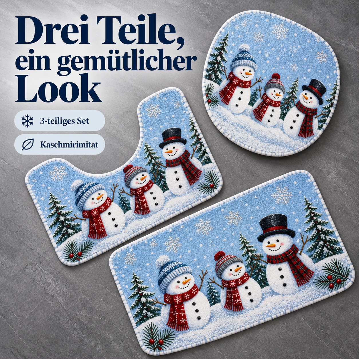 3-teiliges WC-Dekoset für ein gemütliches Winterbad