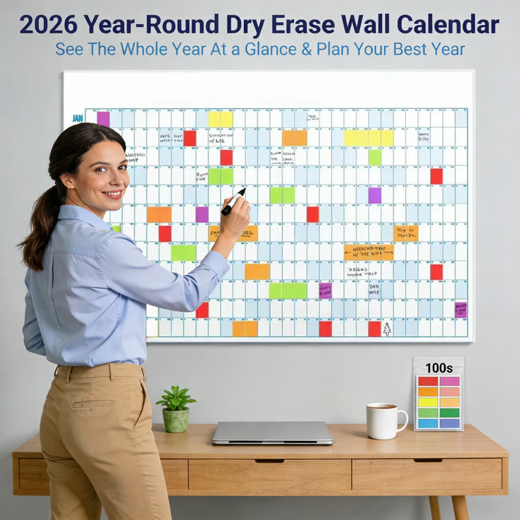 Abwischbarer Wand-Jahreskalender für 2026
