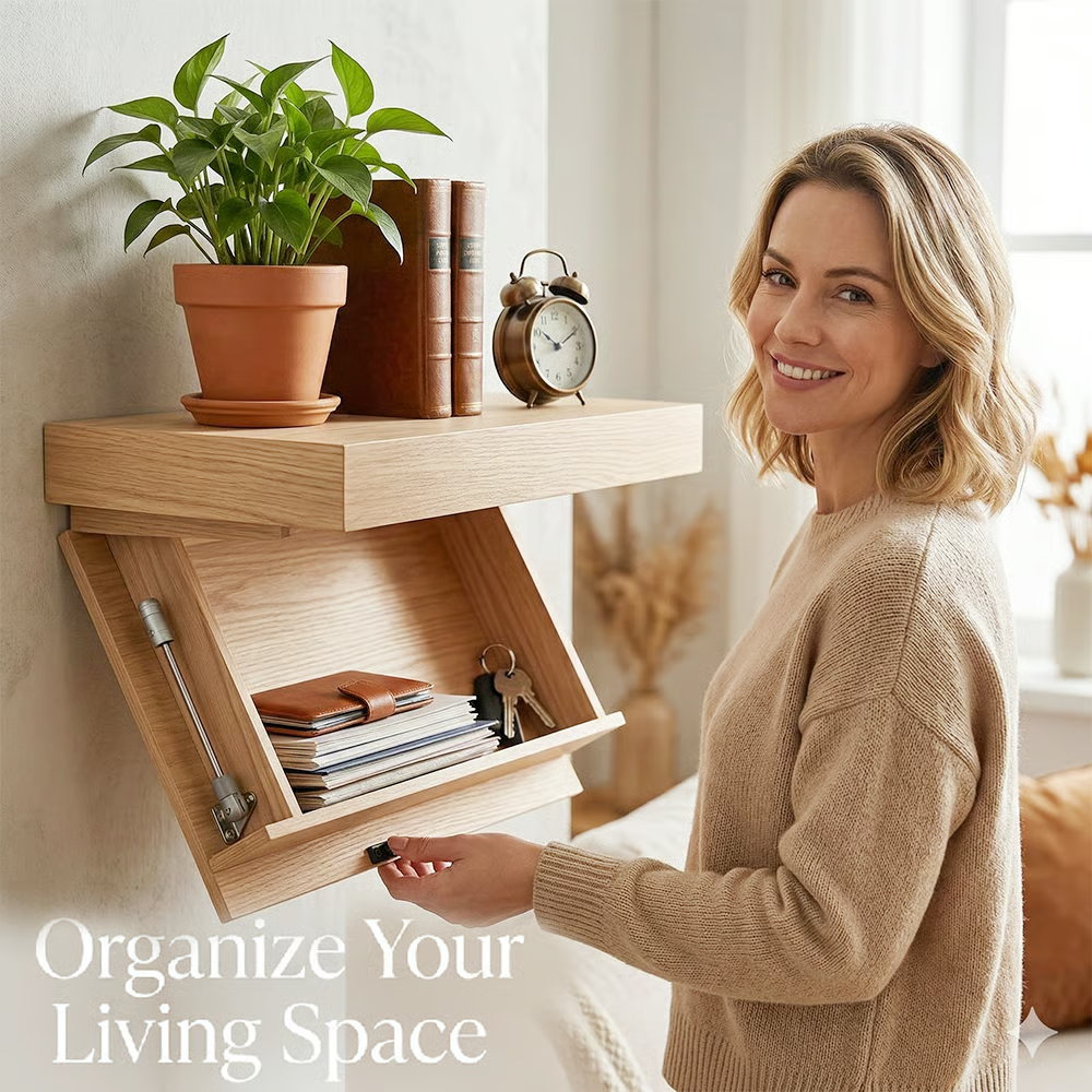 Schwebendes Regal mit verborgenem Fach