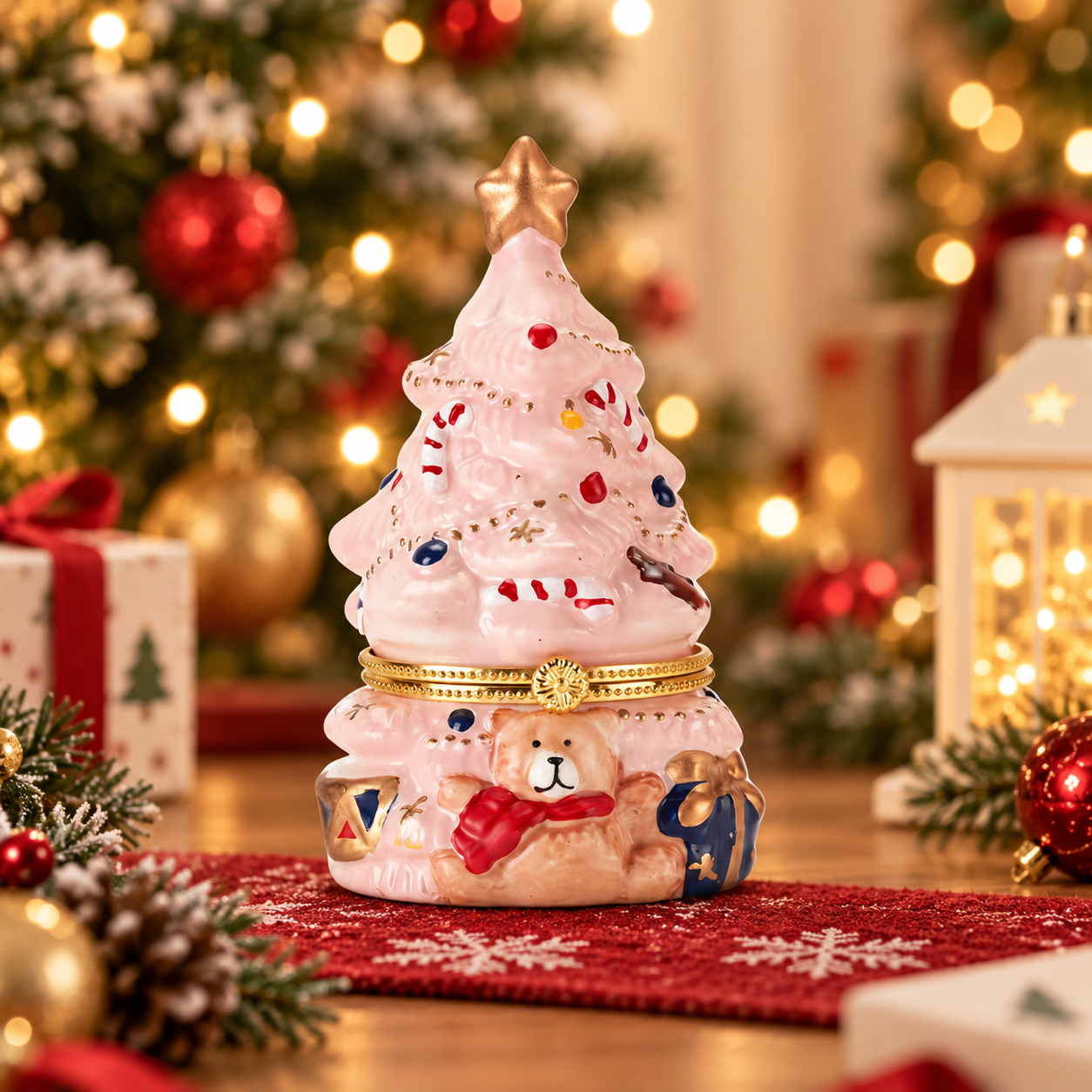 Keramik-Duftkerze mit Wunschbox in Weihnachtsbaumform