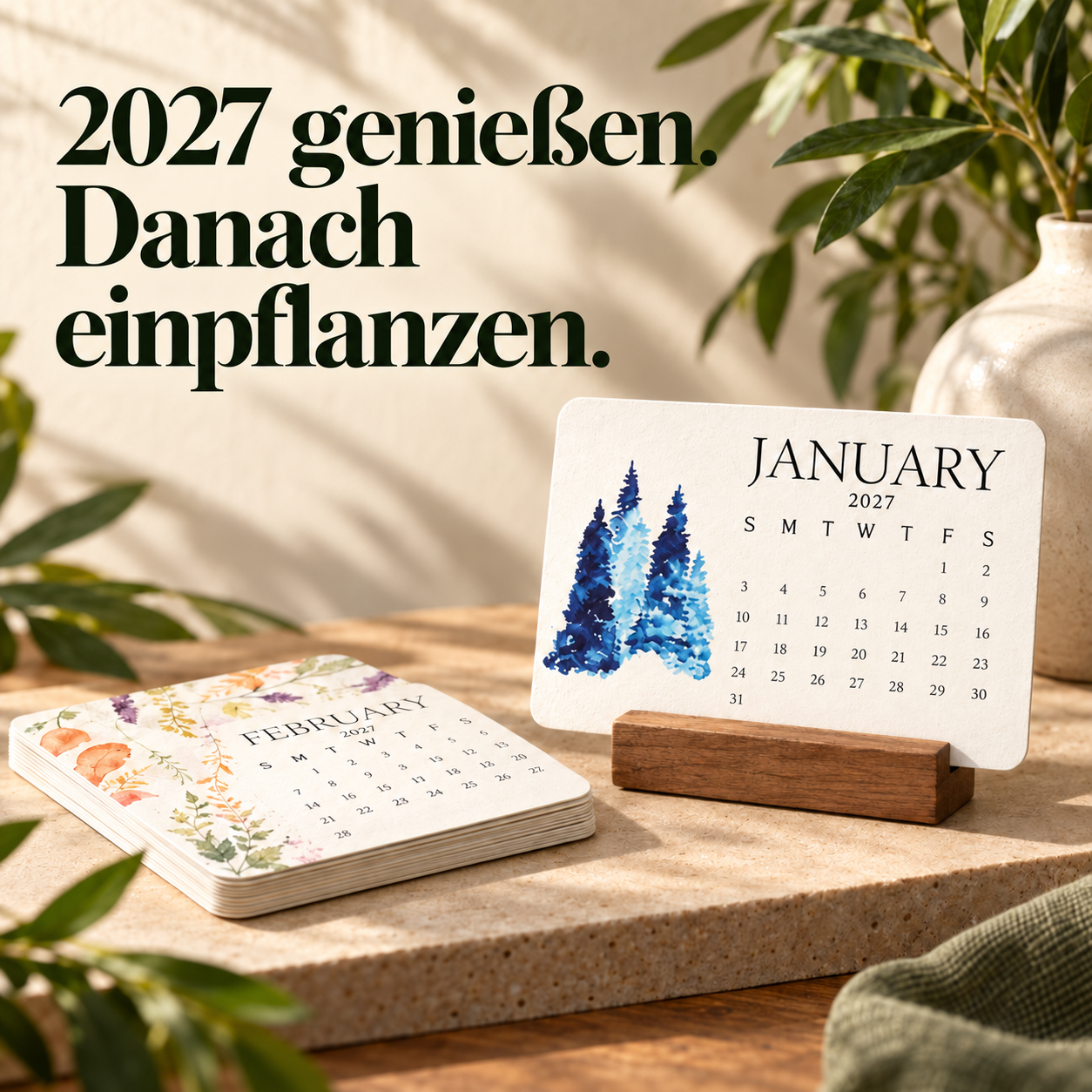 Samenkalender 2027 aus pflanzbarem Papier