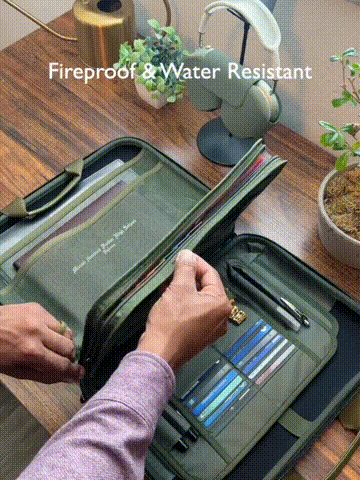 Fireproof & Waterproof Document Organizer – Hard‑Shell, Combination Lock​ - Transparent Inner Pages demonstration