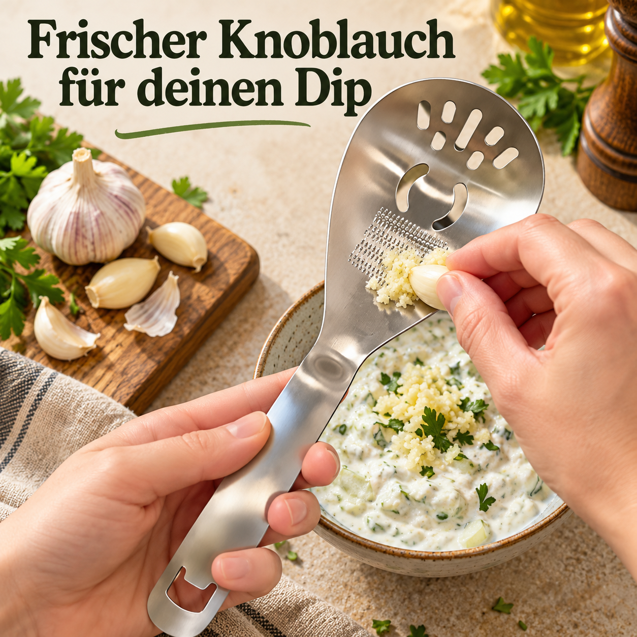 Ingwer- und Knoblauchreibe für frische Würze