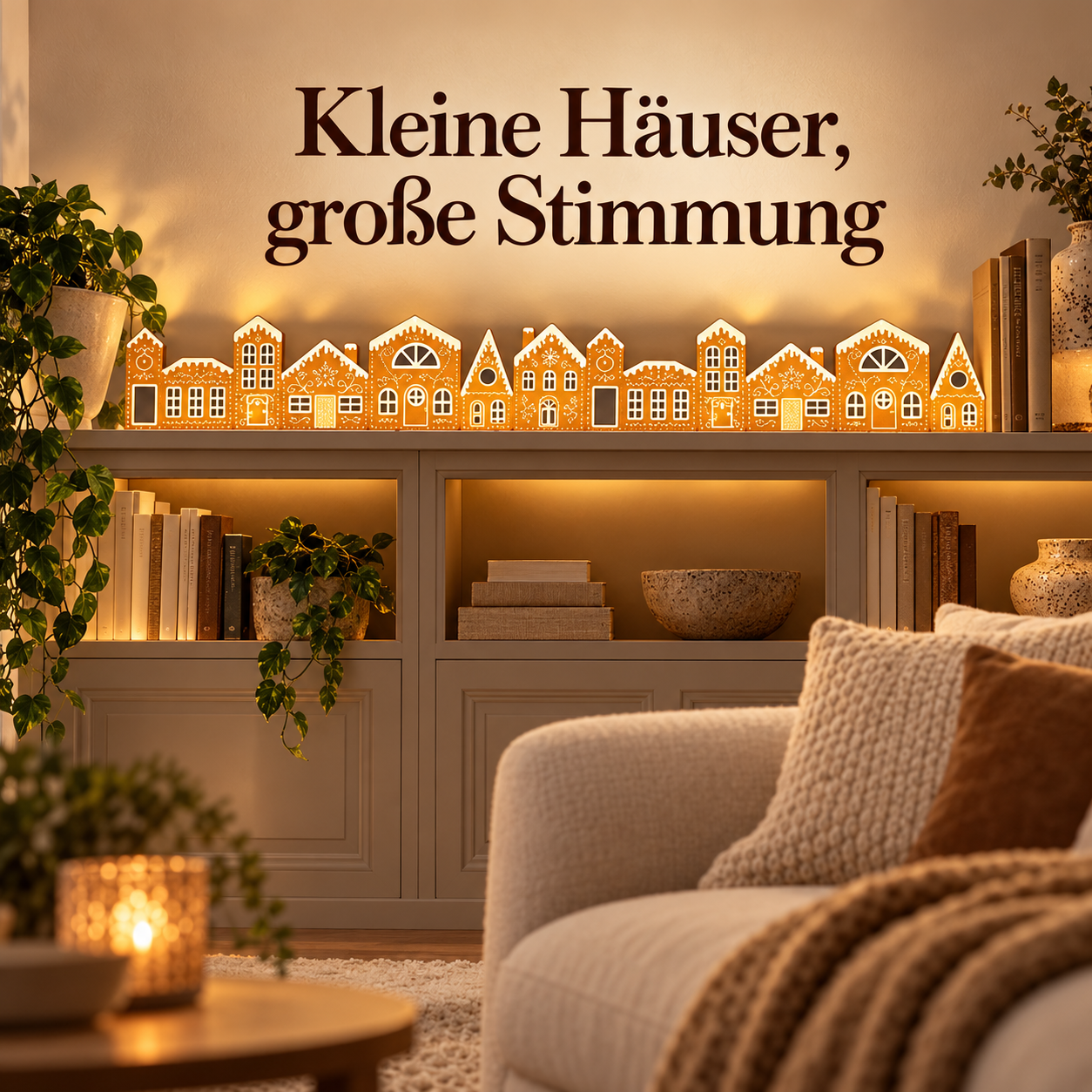 Lebkuchenhaus-Dekoleiste mit LED für gemütliche Wohnakzente