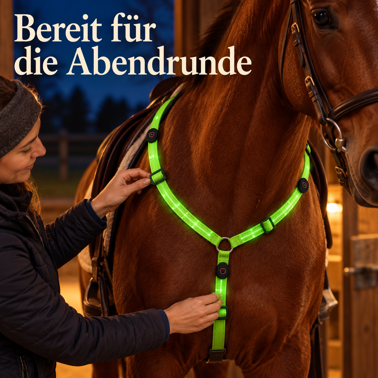 LED-Pferdevorderzeug für einen leuchtenden Auftritt bei Nacht