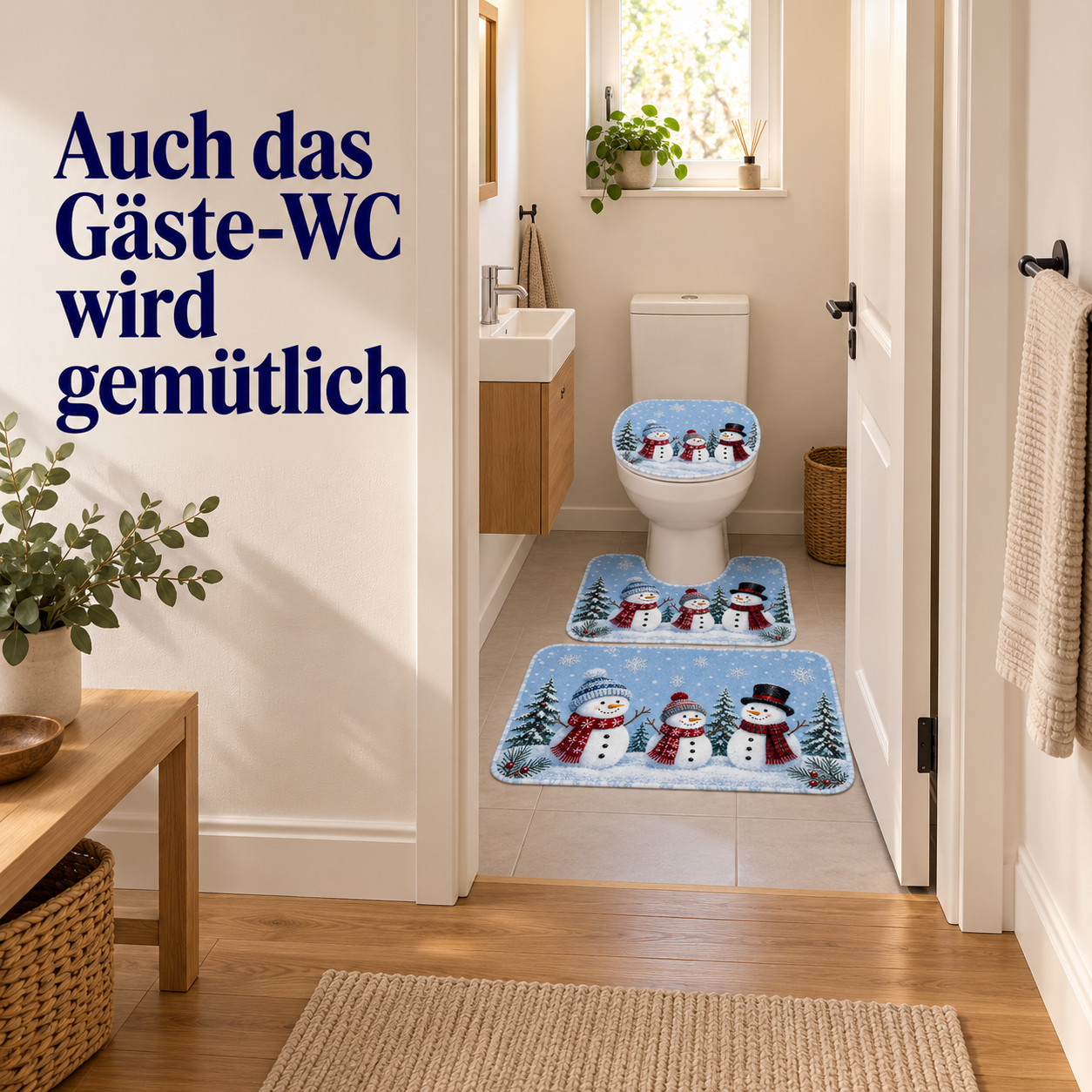 3-teiliges WC-Dekoset für ein gemütliches Winterbad