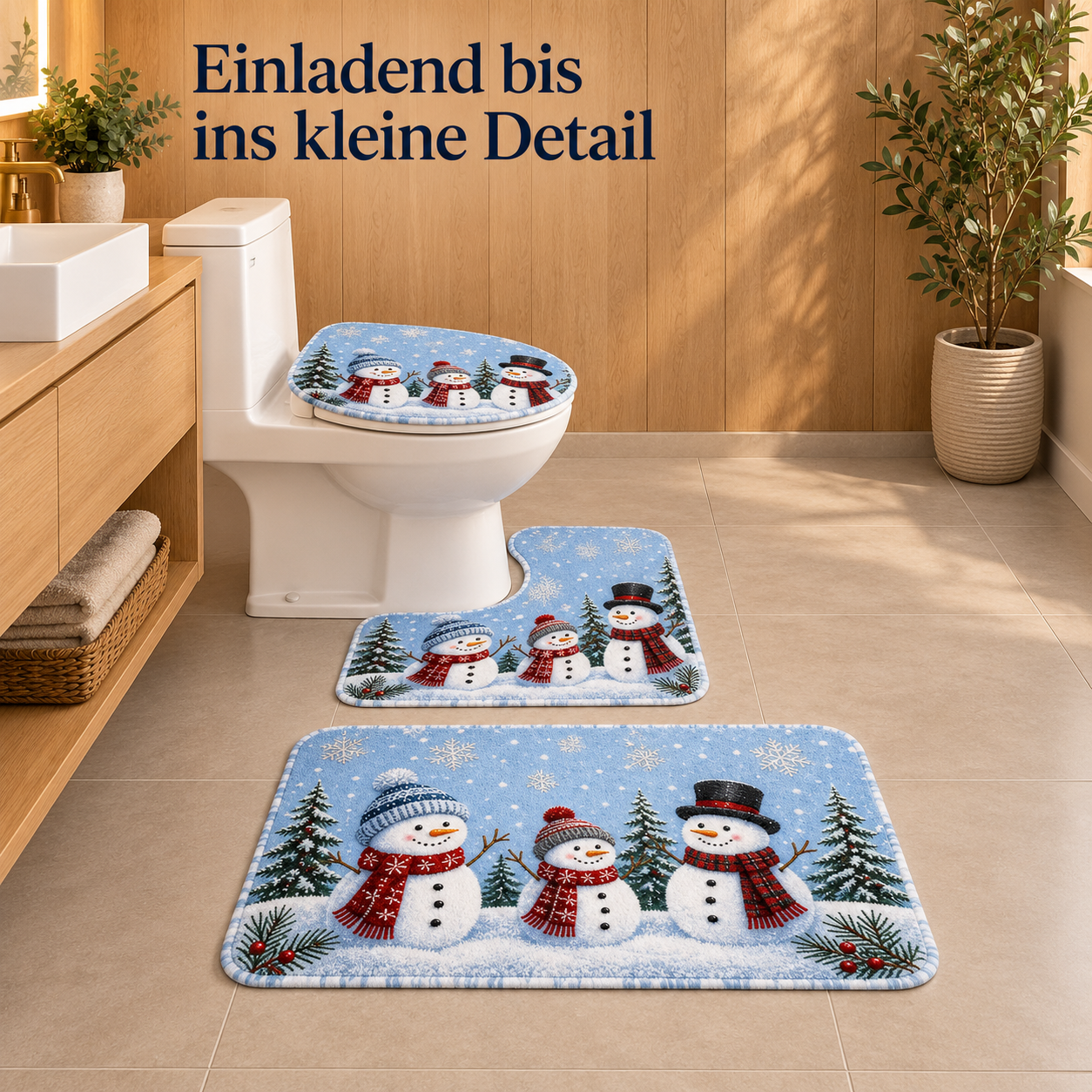 3-teiliges WC-Dekoset für ein gemütliches Winterbad
