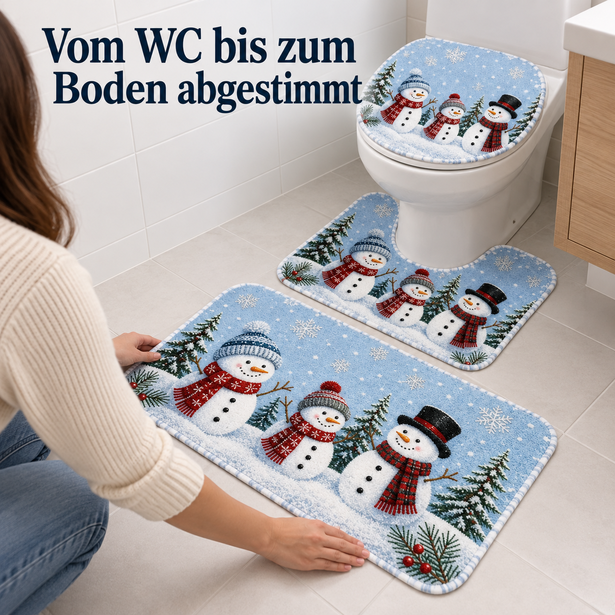 3-teiliges WC-Dekoset für ein gemütliches Winterbad