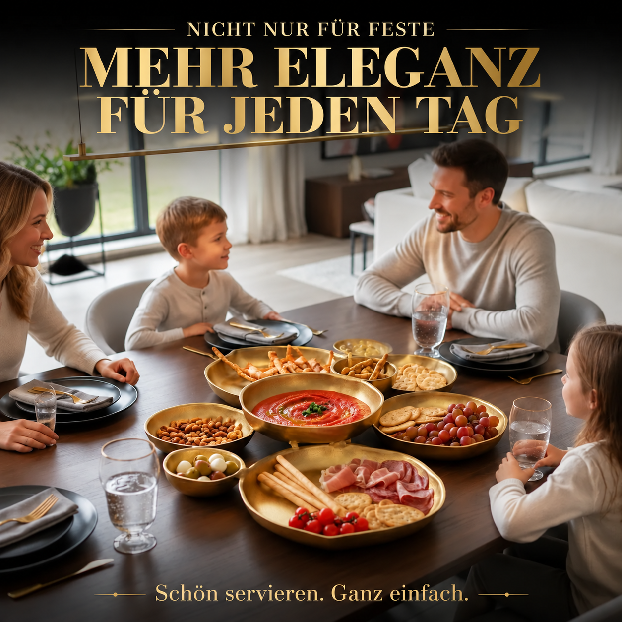 Goldfarbenes Servierschalen-Set mit 9 Schälchen