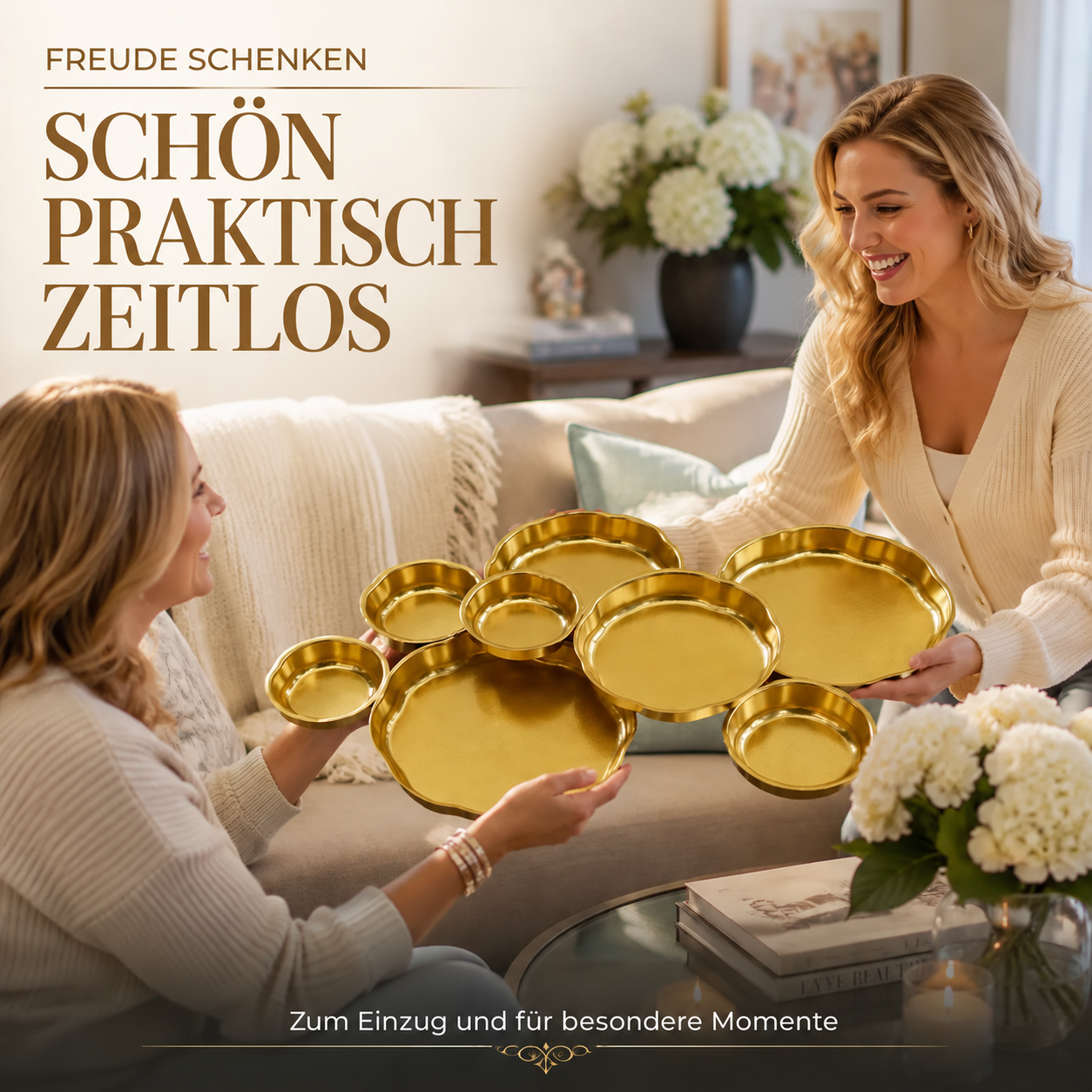 Goldfarbenes Servierschalen-Set mit 9 Schälchen