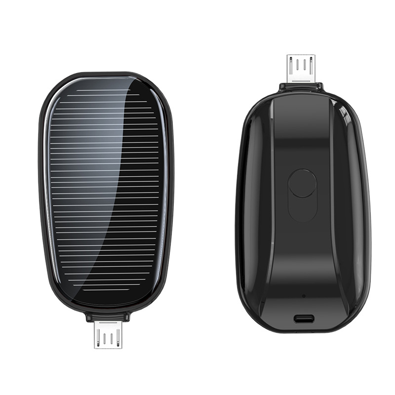 Mini-Solar-Notfallpowerbank mit 1200 mAh – USB-C, Lightning und Micro USB