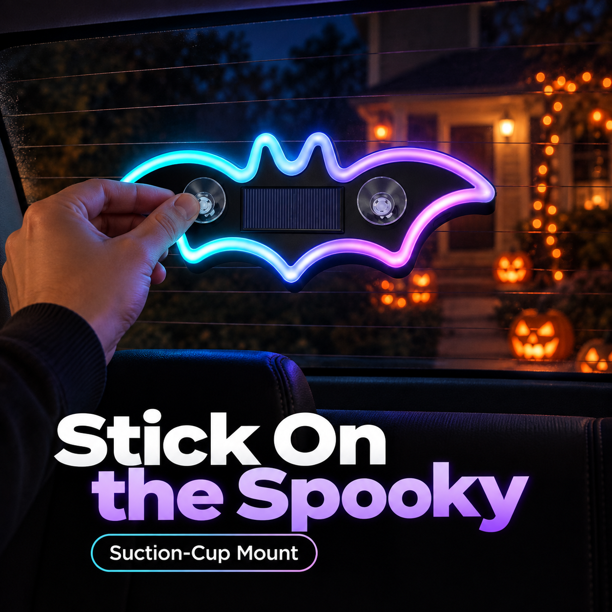 LED-Autofensterleuchte mit Halloween-Geist und Fledermaus