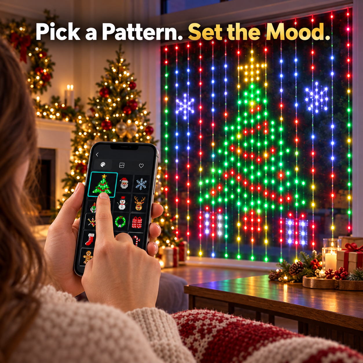 Programmierbarer RGB-Weihnachts-Lichtervorhang – 400 LEDs
