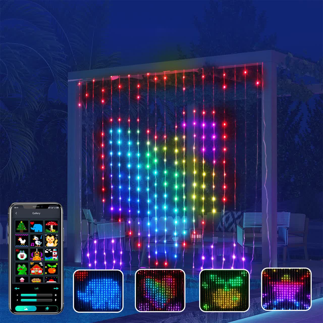 Programmierbarer RGB-Weihnachts-Lichtervorhang – 400 LEDs