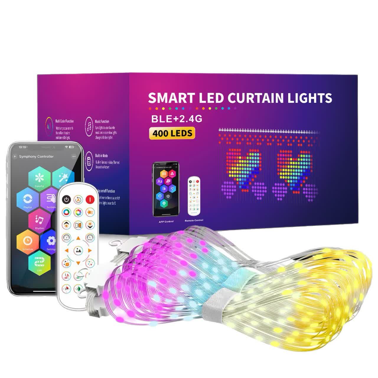 Programmierbarer RGB-Weihnachts-Lichtervorhang – 400 LEDs