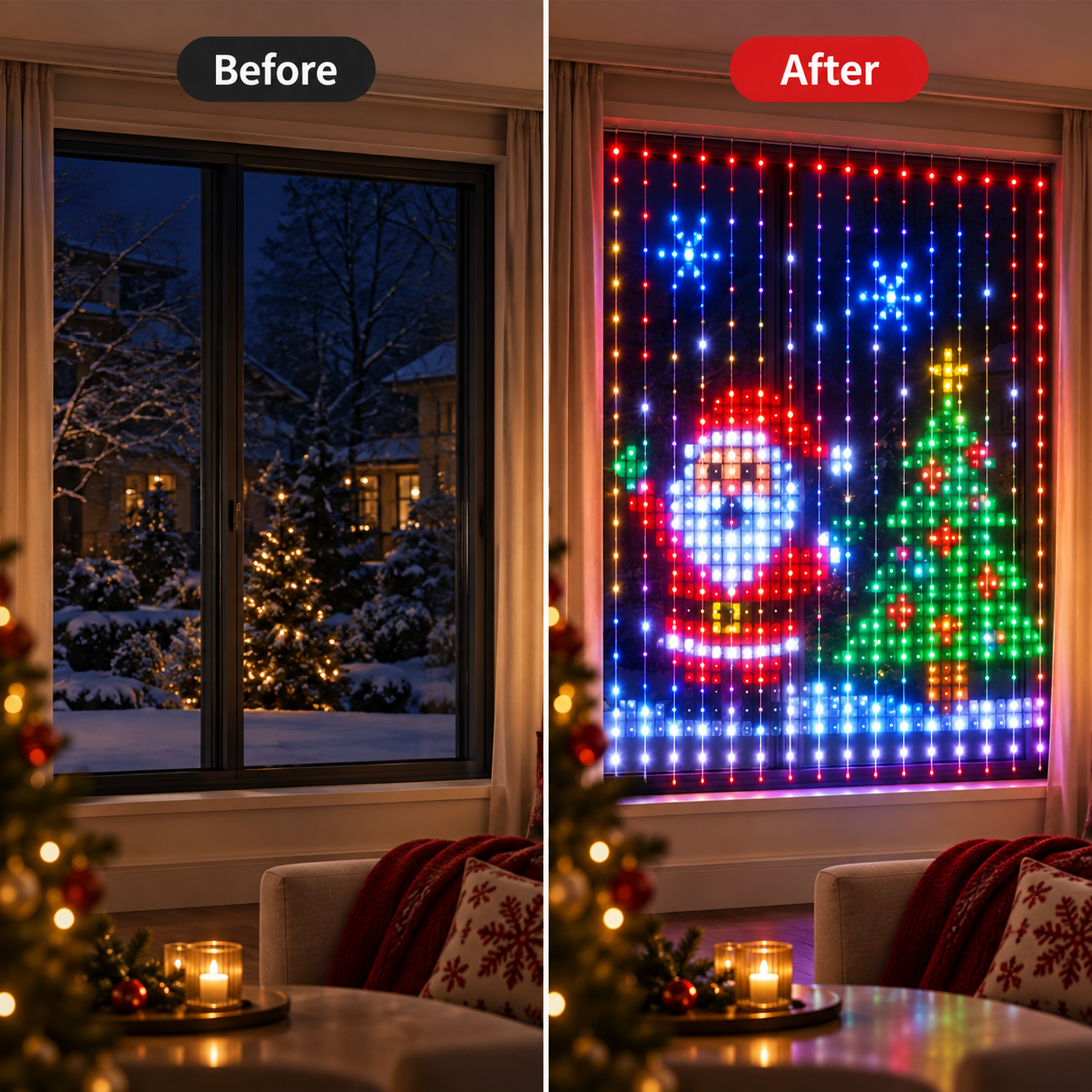 Programmierbarer RGB-Weihnachts-Lichtervorhang – 400 LEDs