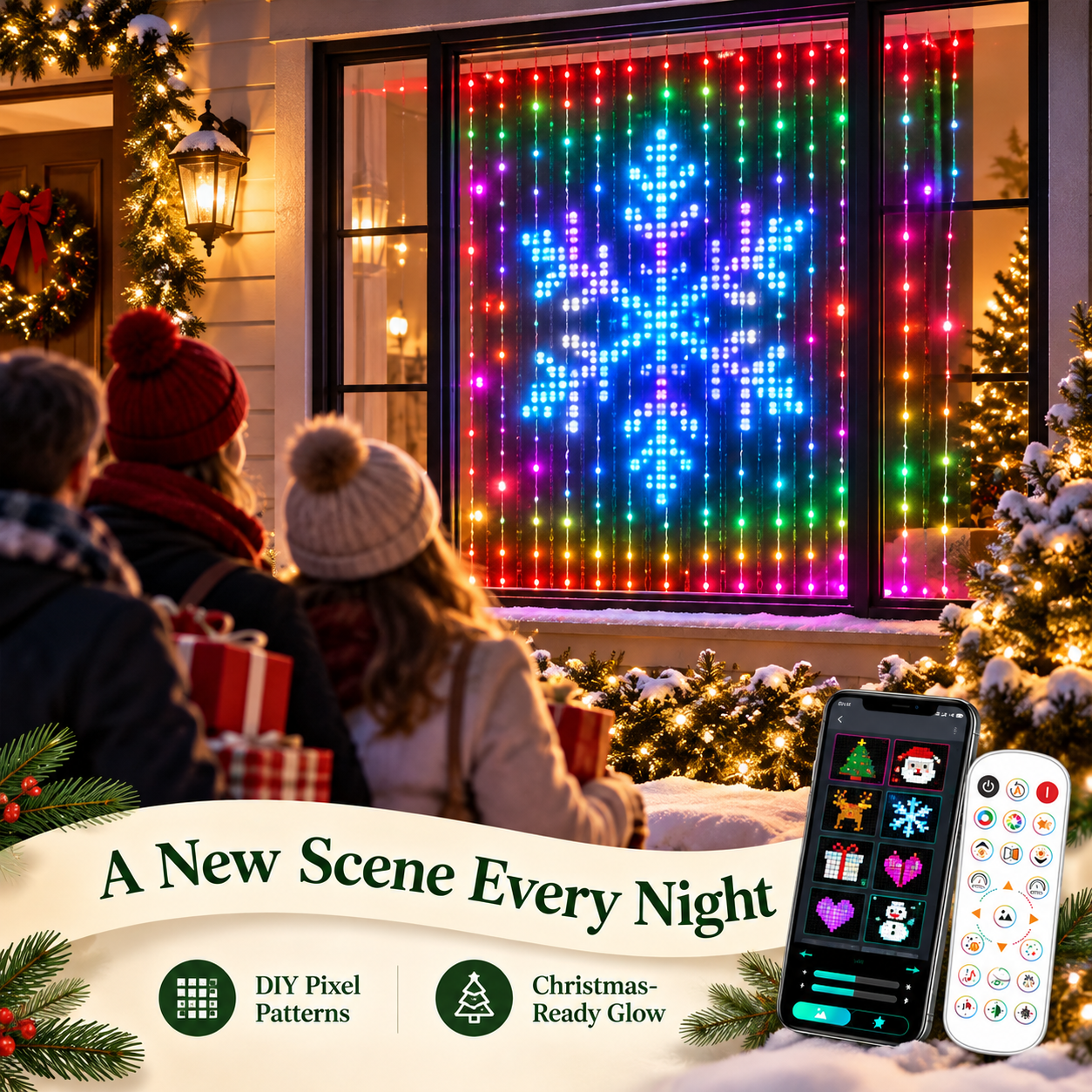 Programmierbarer RGB-Weihnachts-Lichtervorhang – 400 LEDs