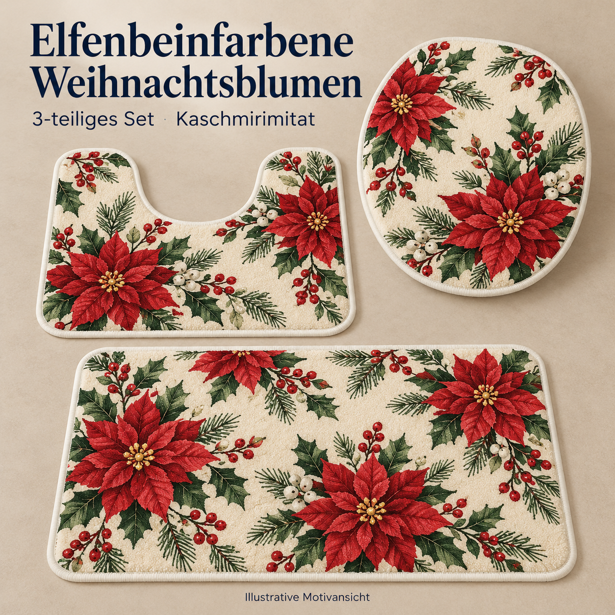 3-teiliges WC-Dekoset für ein gemütliches Winterbad