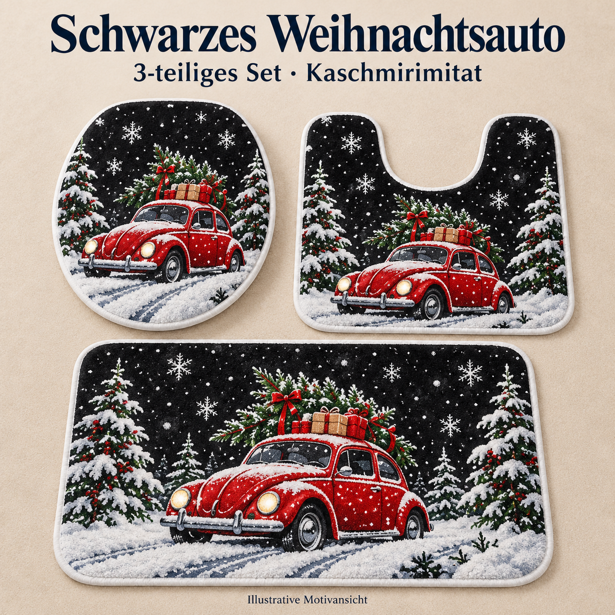 3-teiliges WC-Dekoset für ein gemütliches Winterbad