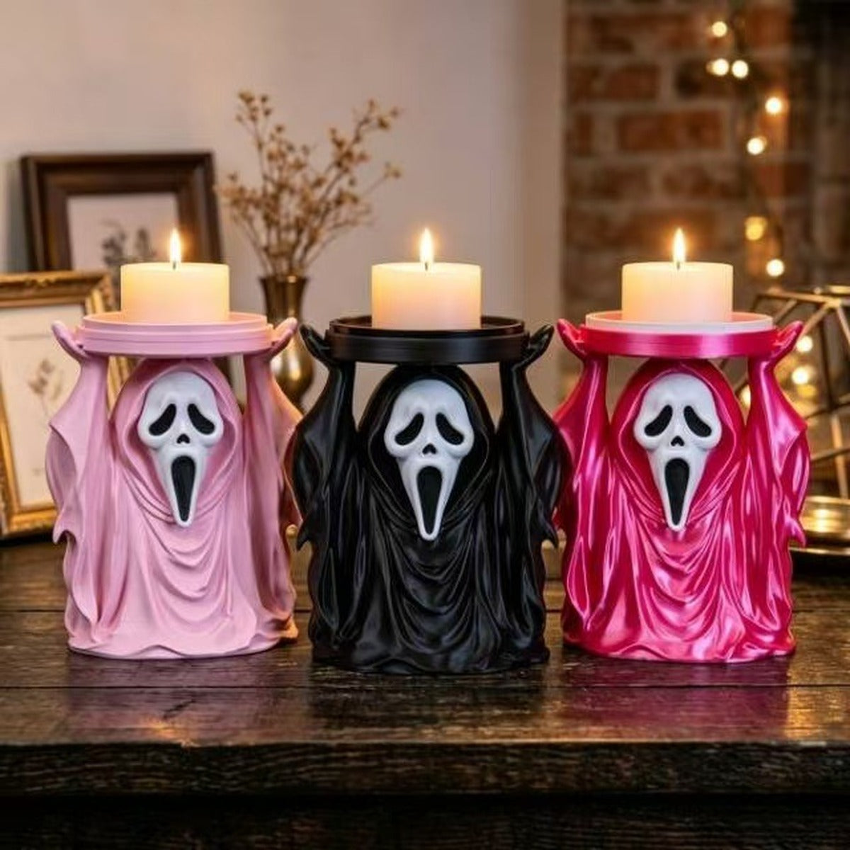Schreiender-Geist-Kerzenhalter als Halloween-Tischdekoration