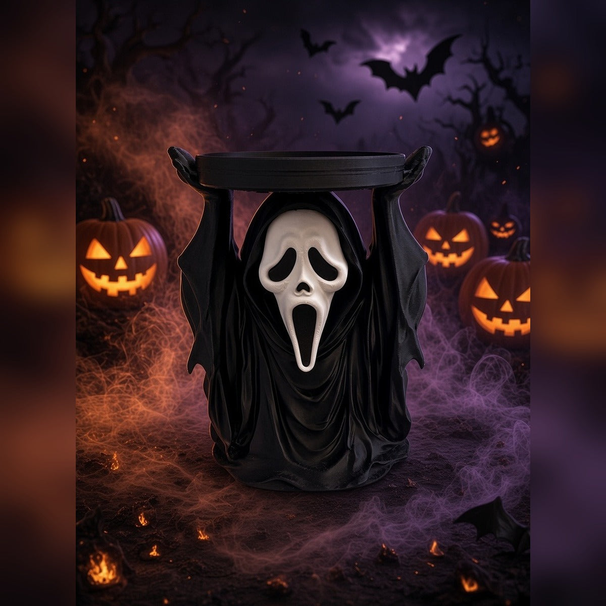 Schreiender-Geist-Kerzenhalter als Halloween-Tischdekoration