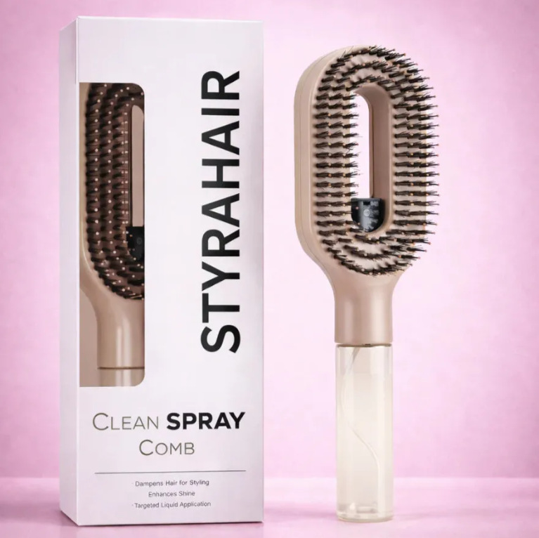 Multifunctional water spray comb, atomizing spray comb, transparent spray bottle handle, hollowed-out hair-smoothing comb, hair styling tool